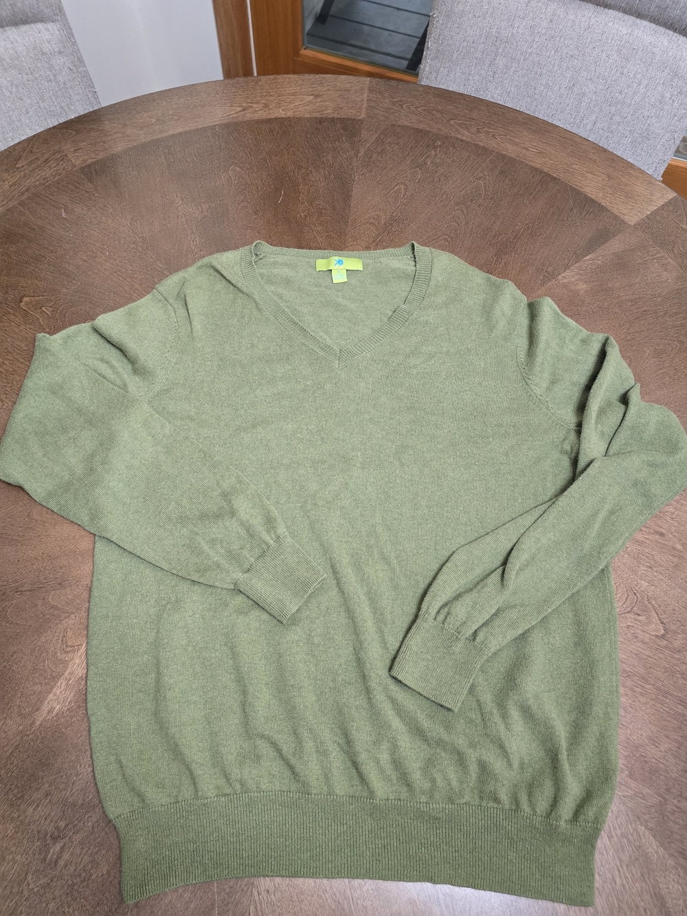 Egara Men's Slim Fit Cotton Cashmere Blend Sweater Olive Green Size Medium M